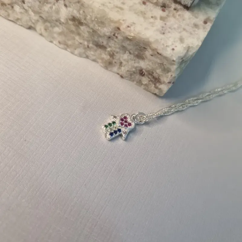 COLAR PRATA HAMSÁ RAINBOW