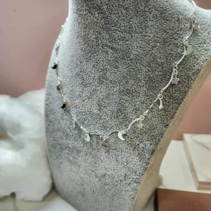 COLAR PRATA LUA ESTRELA