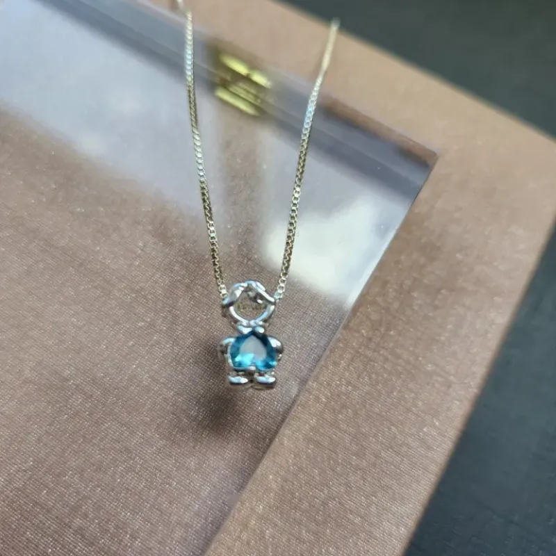 COLAR PRATA MENINO AZUL