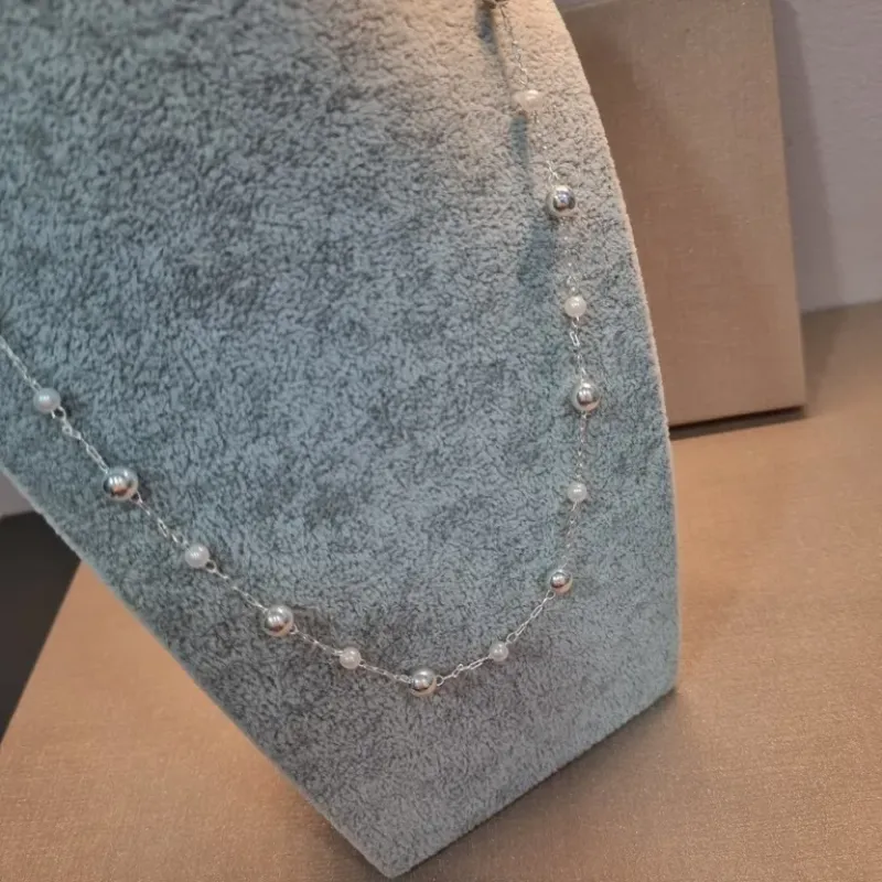 COLAR PRATA PÉROLA BOLA