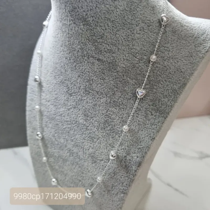 COLAR PRATA PÉROLA CORAÇÃO