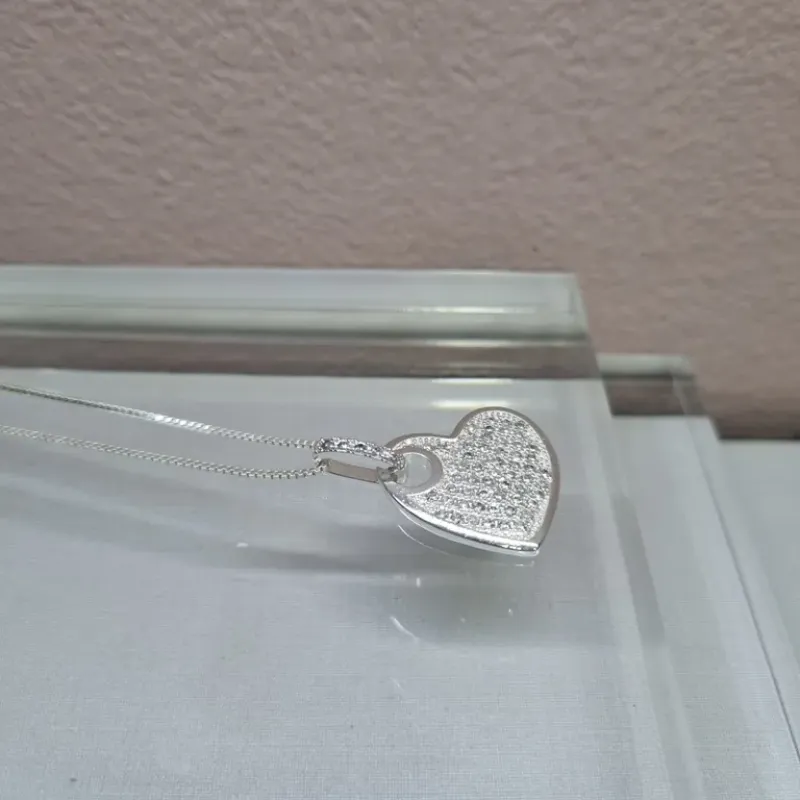 COLAR PRATA PING CORAÇÃO ZIRC