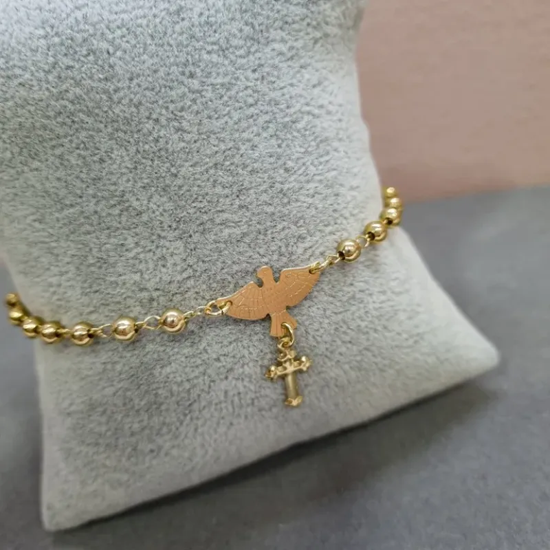 PULSEIRA OURO BOLINHA DIV CRUZ