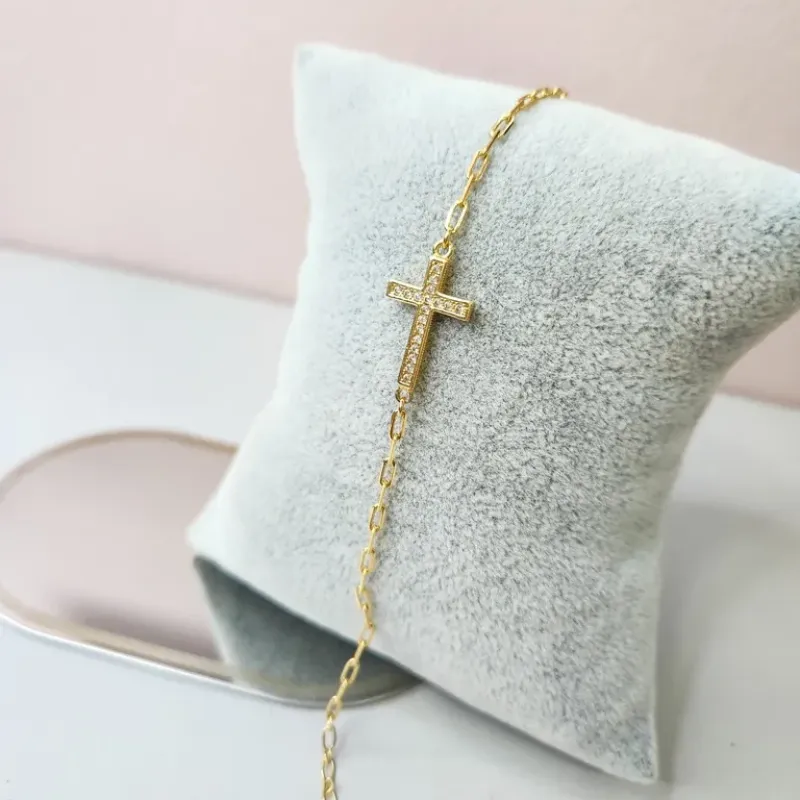 PULSEIRA OURO CRUZ ZIRC