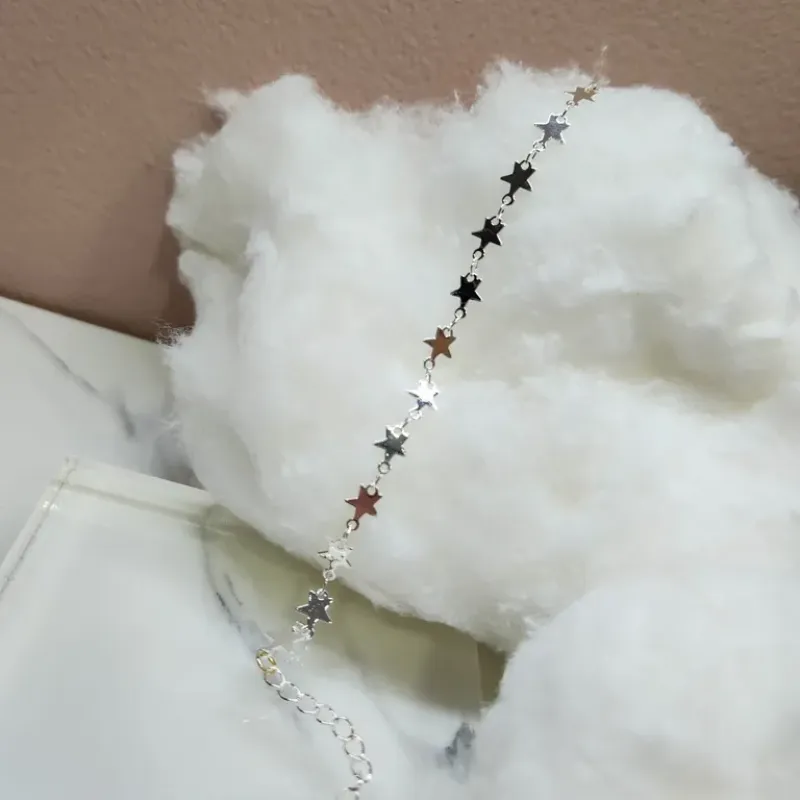 PULSEIRA PRATA ESTRELINHAS CHAPADAS