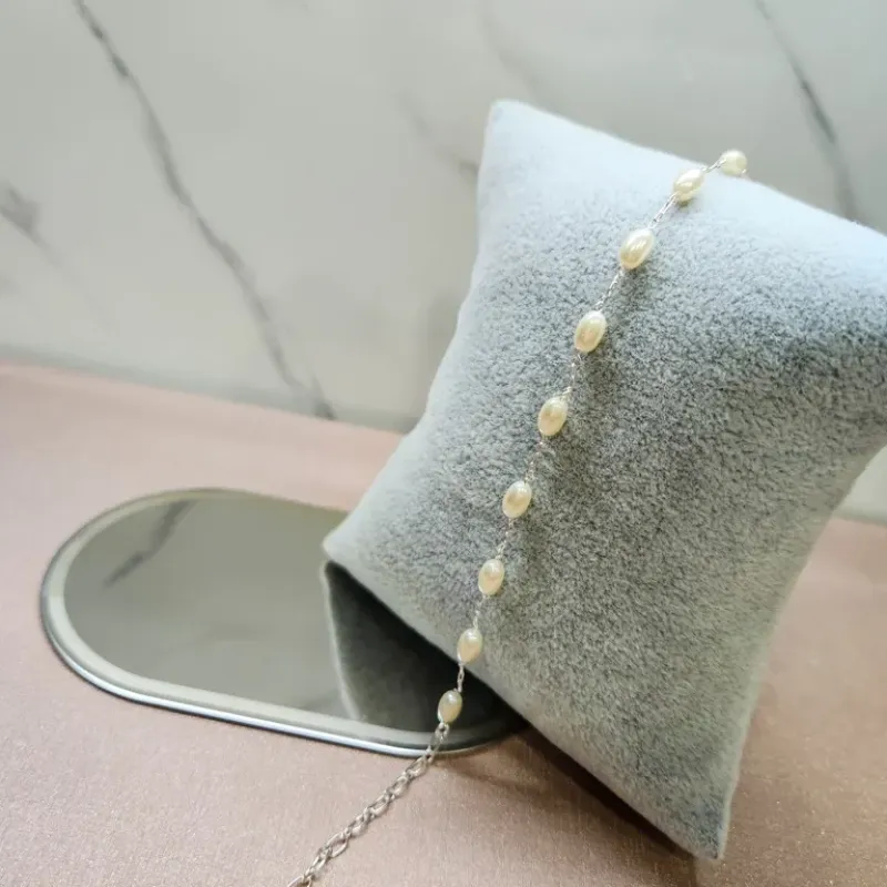 PULSEIRA PRATA PEROLA ARROZ