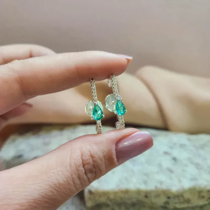 BRINCO EAR HOOK PRATA TURMALINA