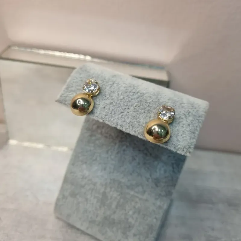 BRINCO OURO BOLA ZIRC