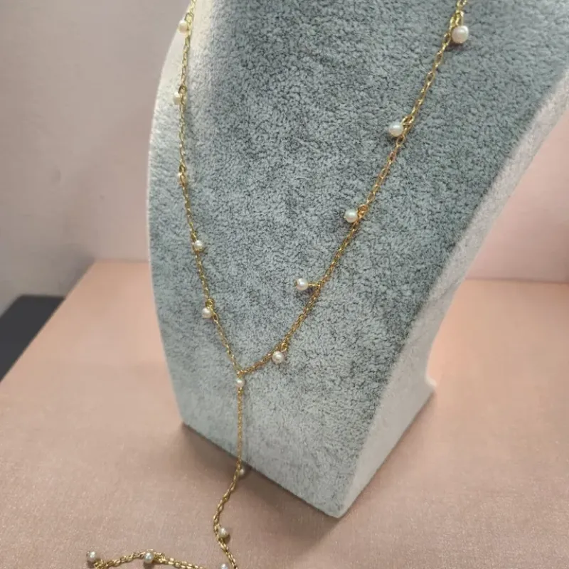 COLAR OURO GRAVATA PÉROLAS PING