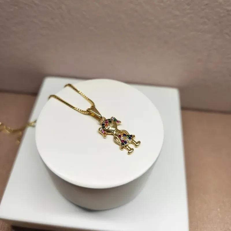 COLAR OURO MENINA ZIRC COLOR