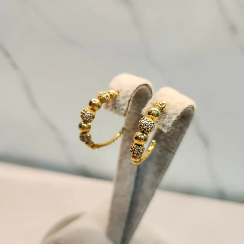 BRINCO OURO ARGOLA BOLAS LISA ZIRC