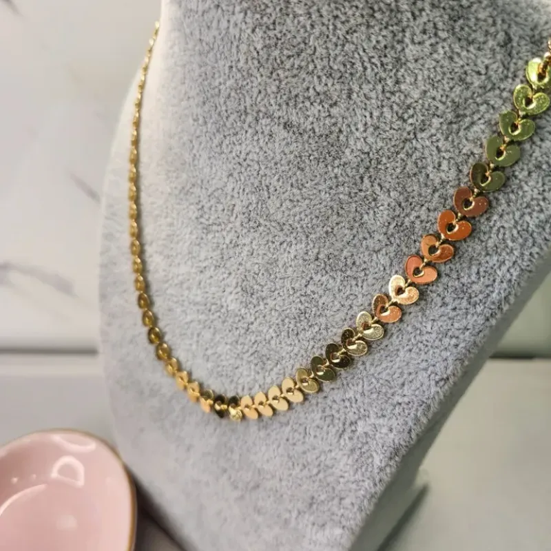 COLAR OURO CORAÇÃO BOLINHA VAZ