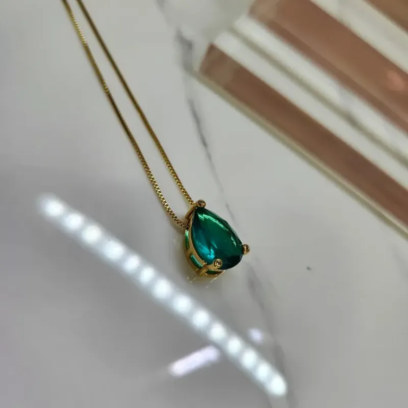 COLAR OURO GOTA 3 PONTOS TURMALINA