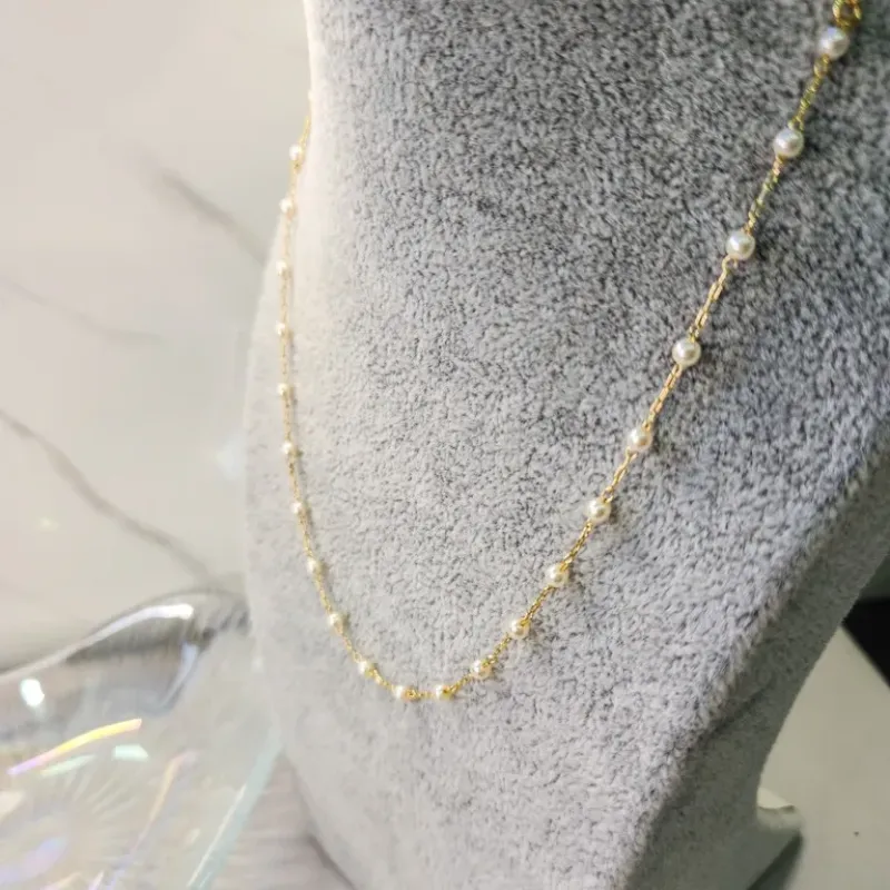 COLAR OURO PEROLAS MINI ESPASSADAS