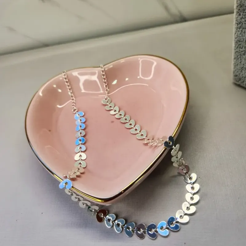 COLAR PRATA CORAÃO BOLINHA VAZ