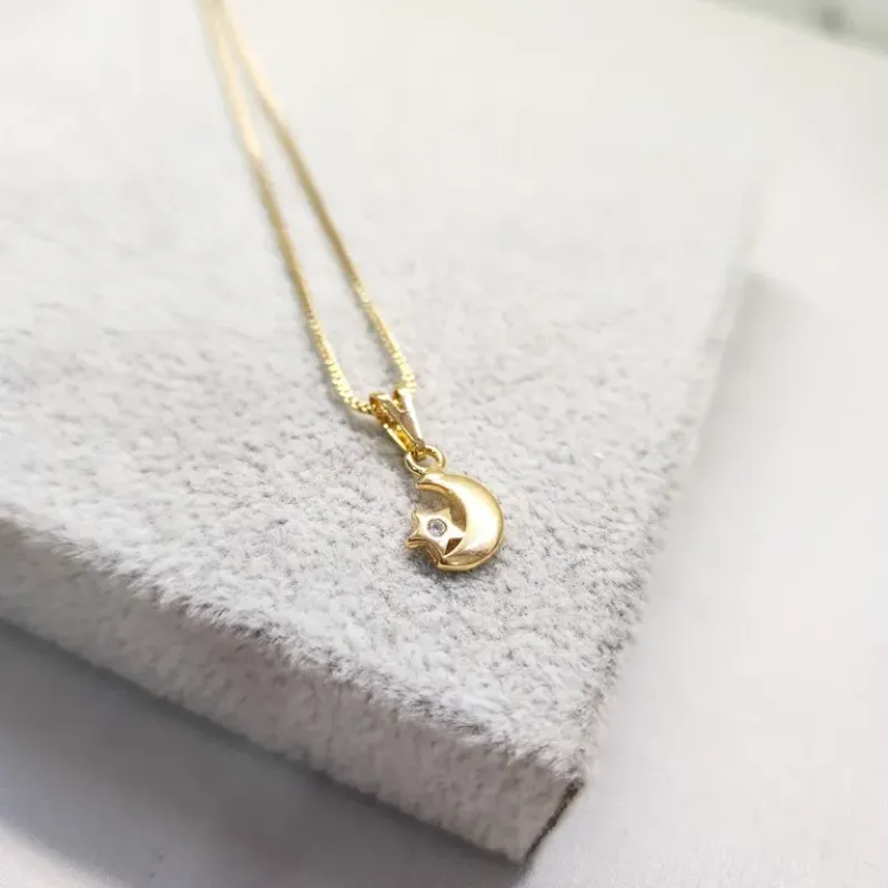 COLAR OURO LUA ESTRELA