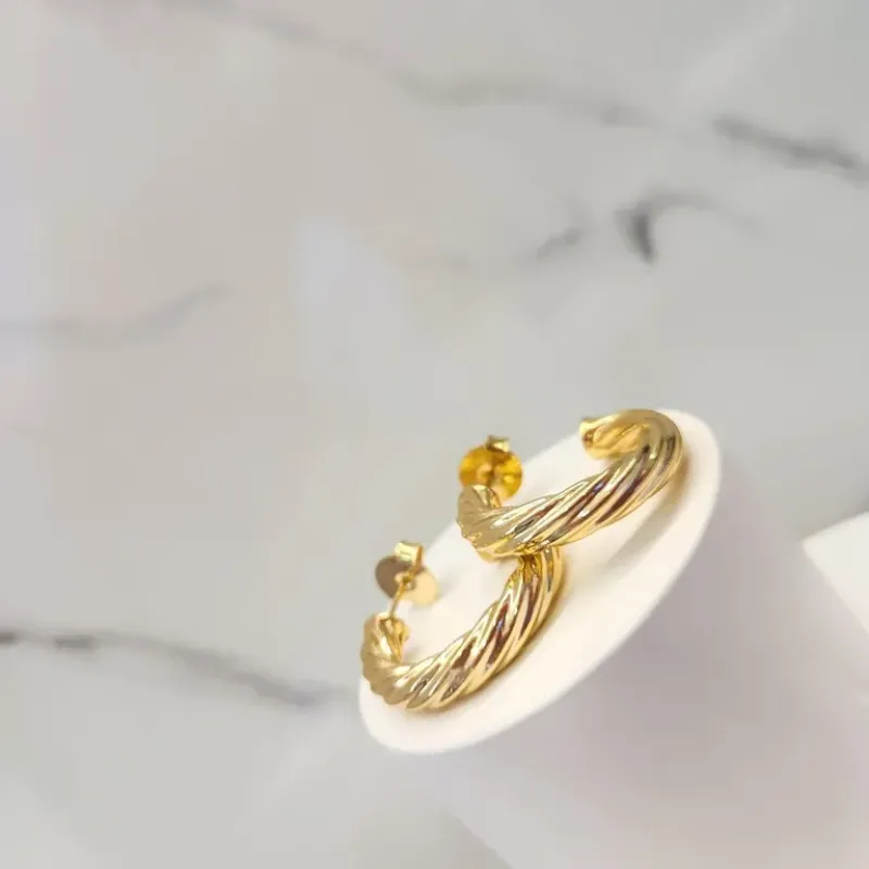 BRINCO OURO ARGOLA GROSSA TORCIDA