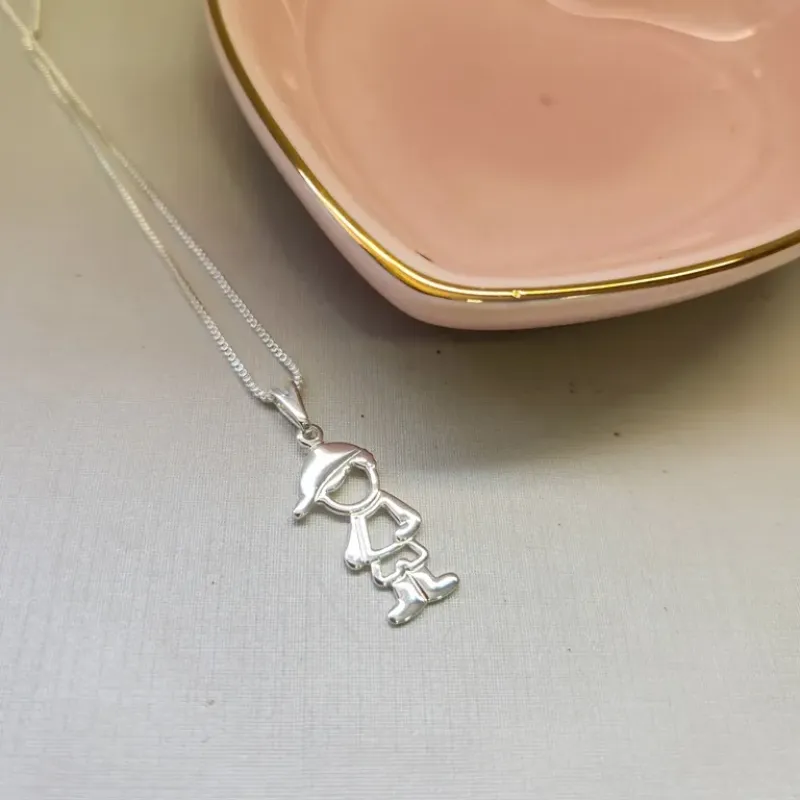 COLAR PRATA MENINO CHAPADO