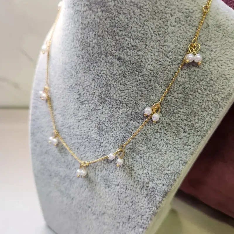 COLAR OURO PINGENTES DE PÉROLAS