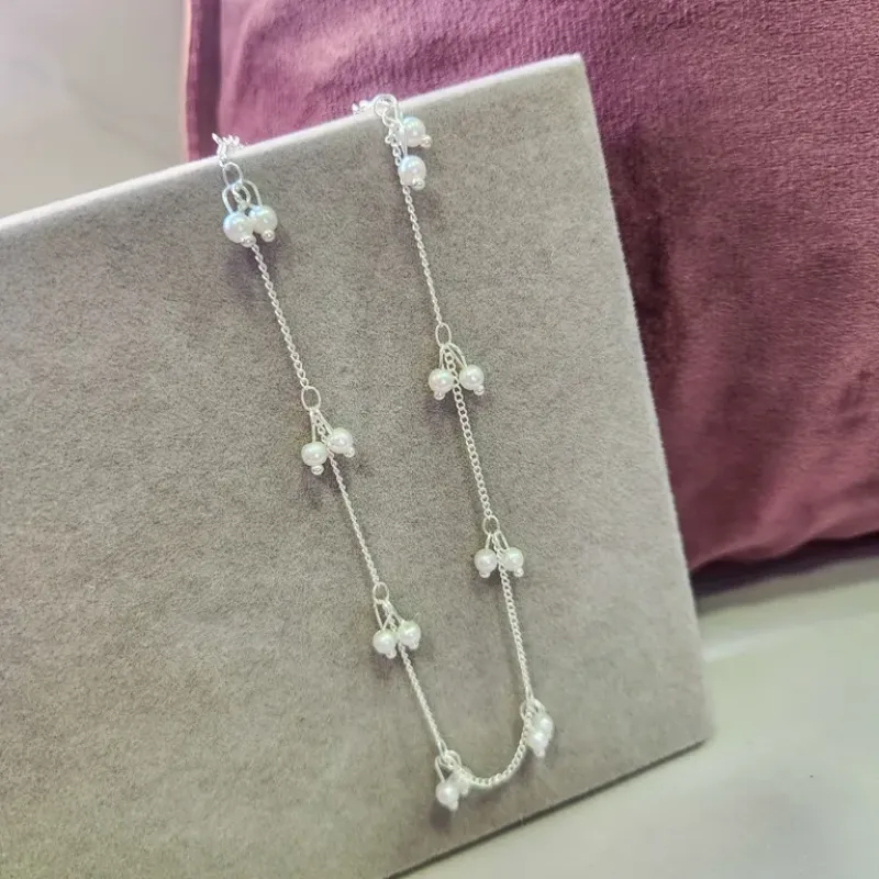 COLAR PRATA PINGENTES DE PÉROLAS