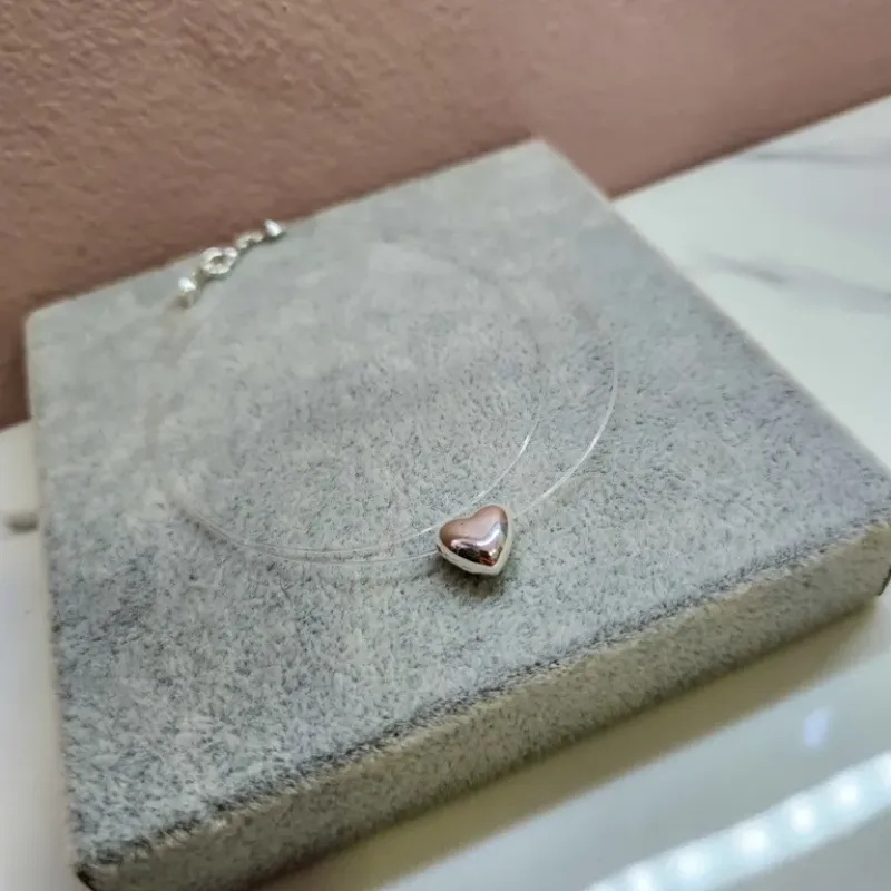 COLAR INVISÍVEL CORAÇ LISO PRATA