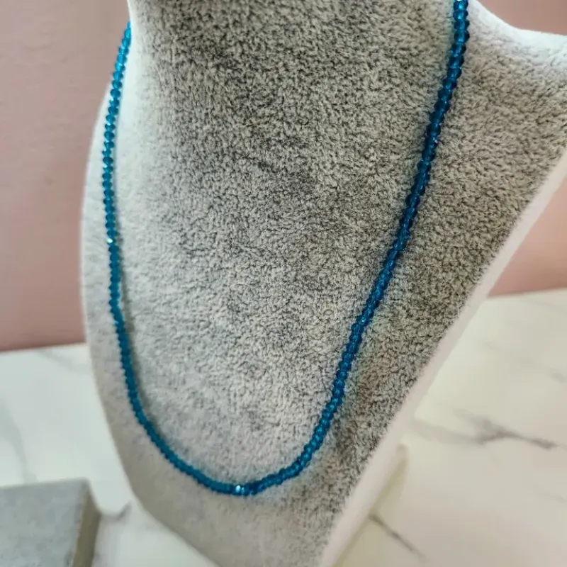 COLAR OURO CRISTAL AZUL