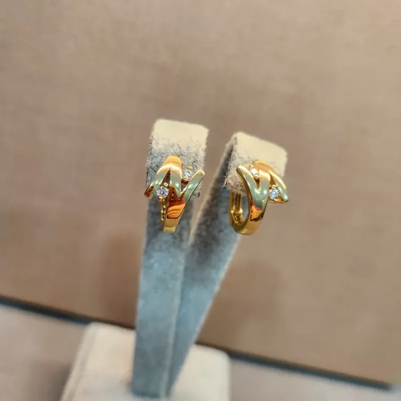 BRINCO OURO ARGOLA DOIS PONTOS DE LUZ