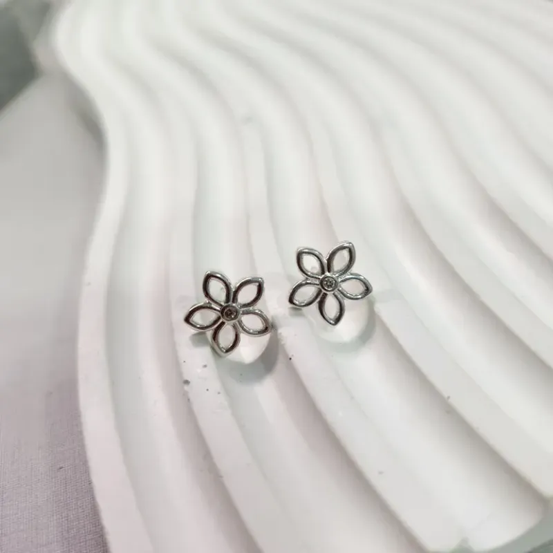 BRINCO PRATA FLOR VAZADA