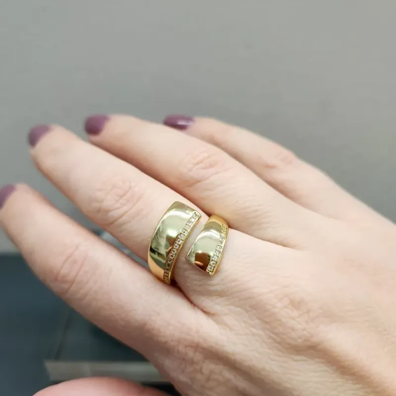 ANEL OURO DUAS PONTAS ZIRC