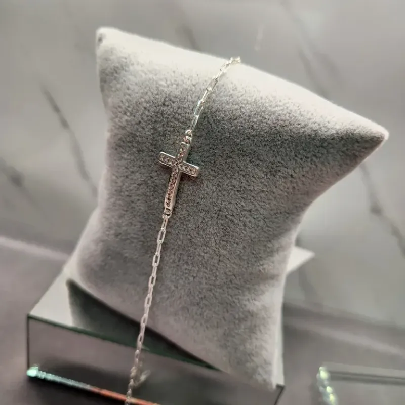 PULSEIRA PRATA ENTREMEIO CRUZ