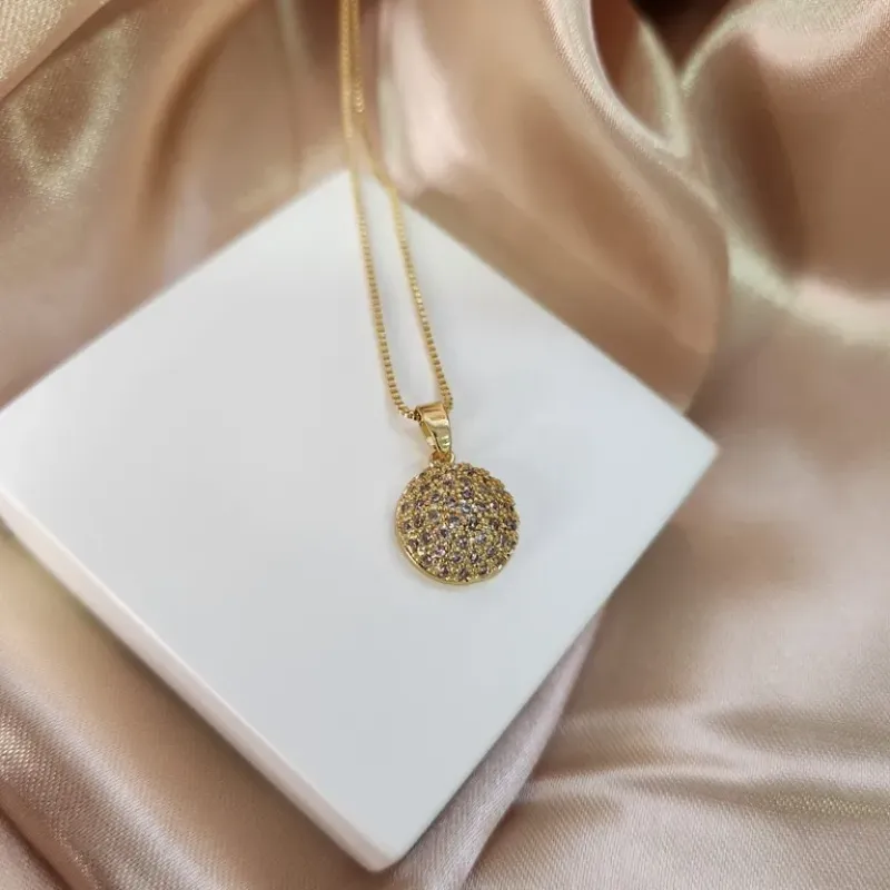 COLAR OURO CIRCULO ZIRC