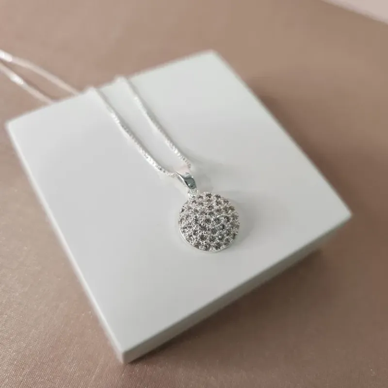 COLAR PRATA CIRCULO ZIRC