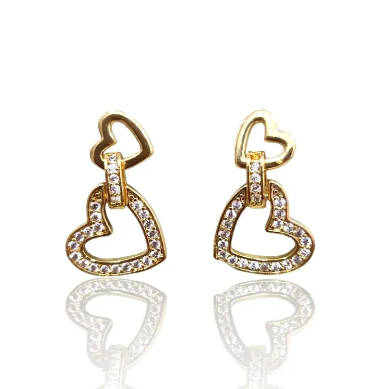 BRINCO OURO DOIS CORAÇÕES