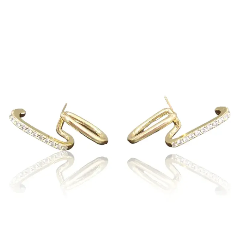 BRINCO OURO EAR HOOK LISO E ZIRC