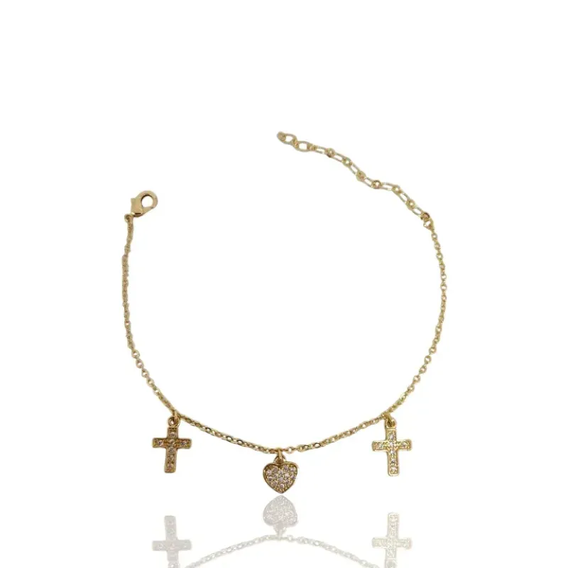 PULSEIRA OURO CORAÇÃO E CRUZ