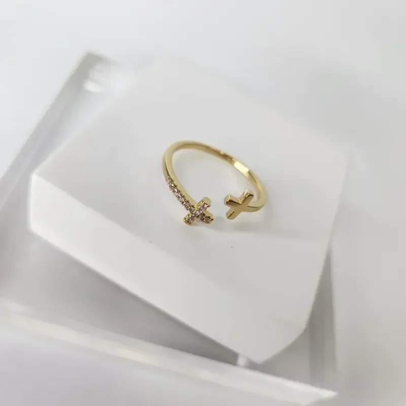 ANEL OURO AJUSTÁVEL CRUZ