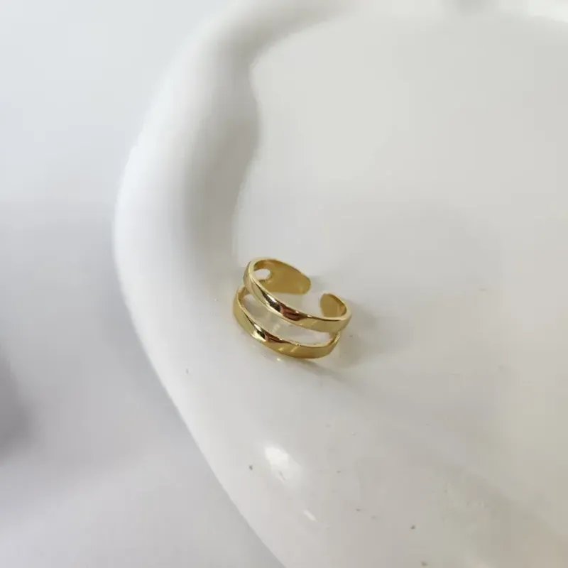 ANEL OURO AJUSTÁVEL DEDINHO 2 FILAS