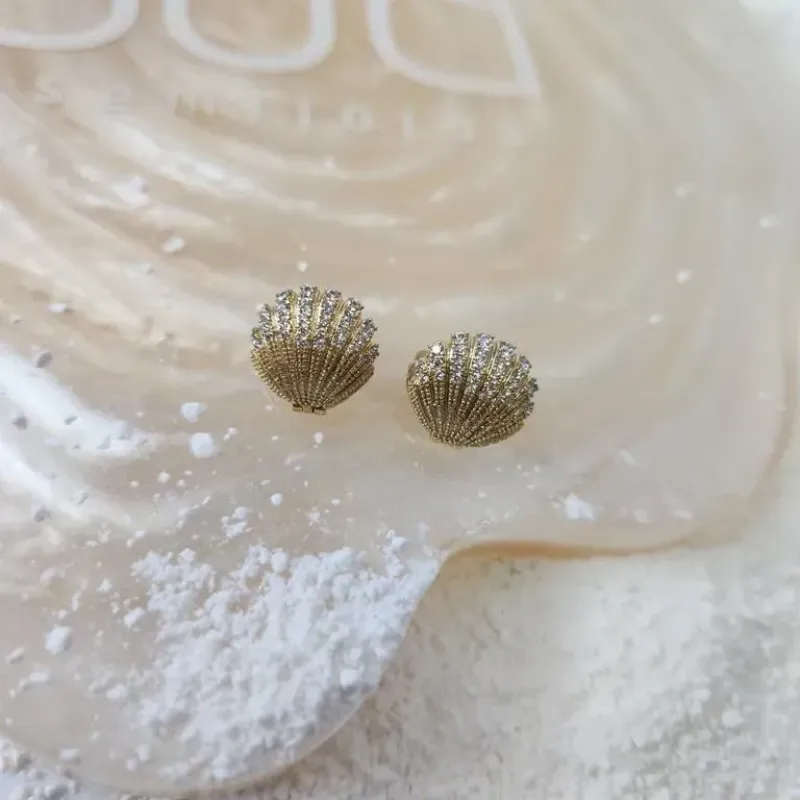 BRINCO OURO SHELL ZIRC