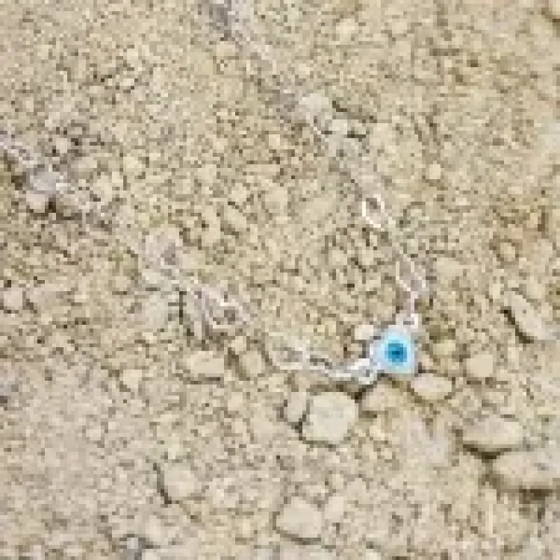 TORNOZELEIRA PRATA CORAÇÃO OLHO GREGO