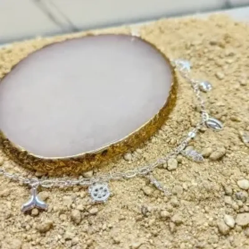 TORNOZELEIRA PRATA FUNDO DO MAR