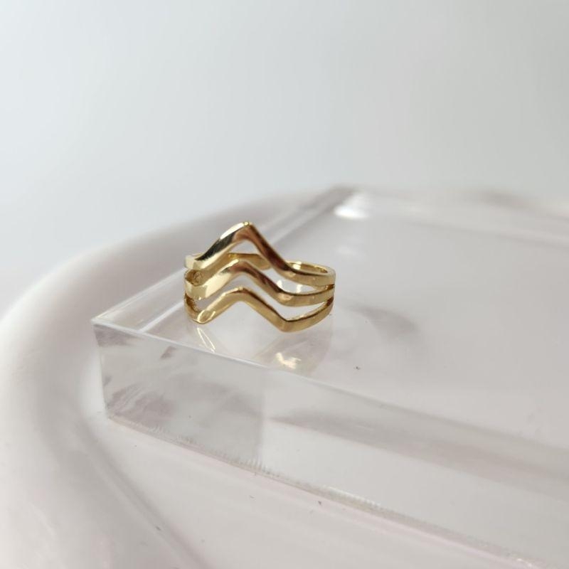 ANEL OURO AJUSTÁVEL 3 PONTAS TRIANG