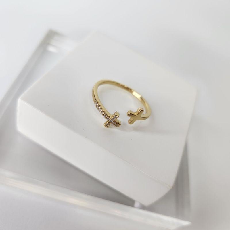 ANEL OURO AJUSTÁVEL CRUZ