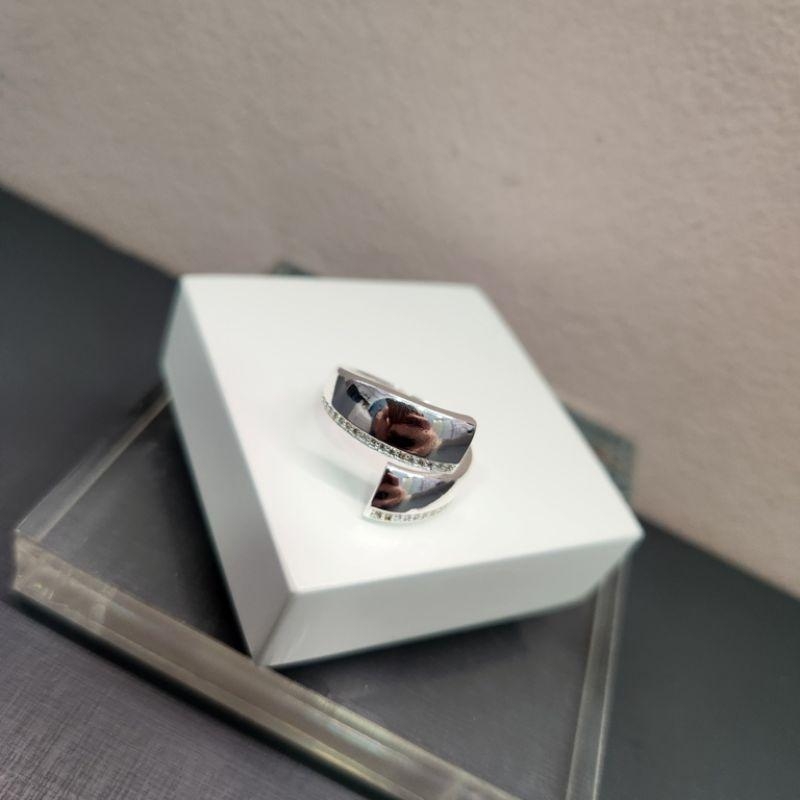 ANEL PRATA DUAS PONTAS ZIRC