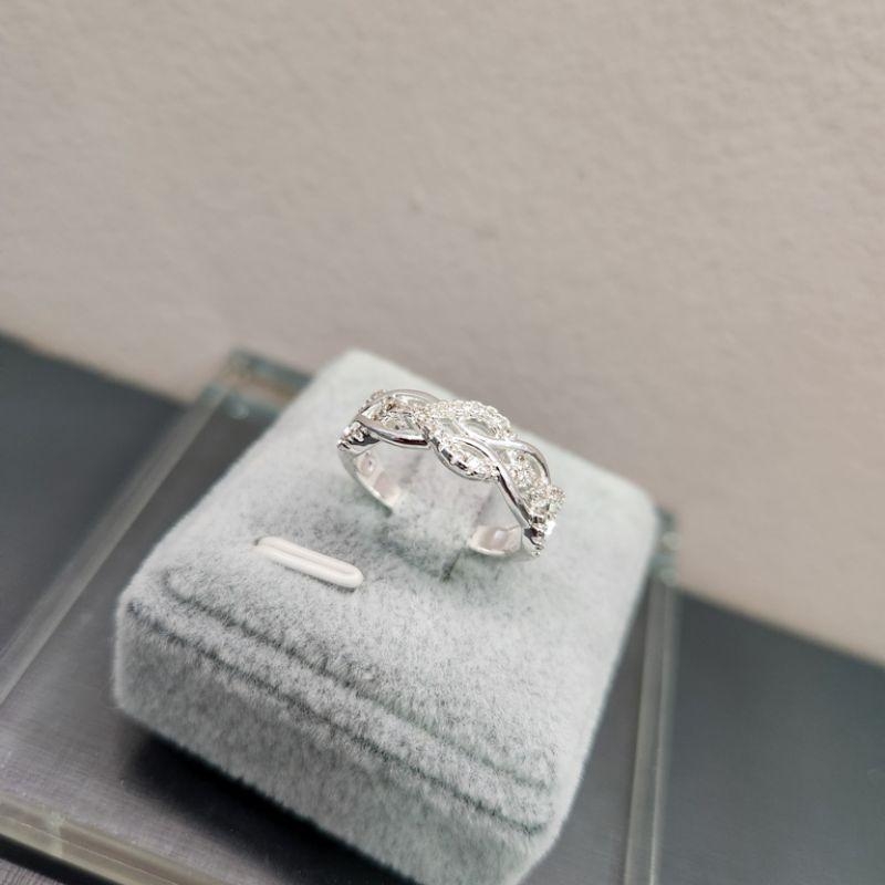 ANEL PRATA ENTRELAÇADO ZIRC