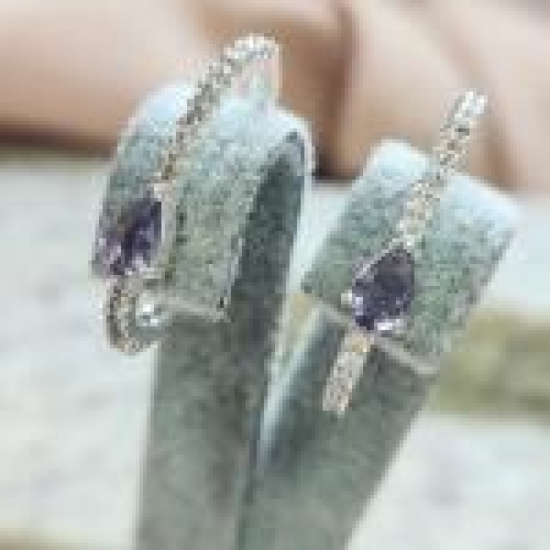 BRINCO EAR HOOK PRATA TANZANITA