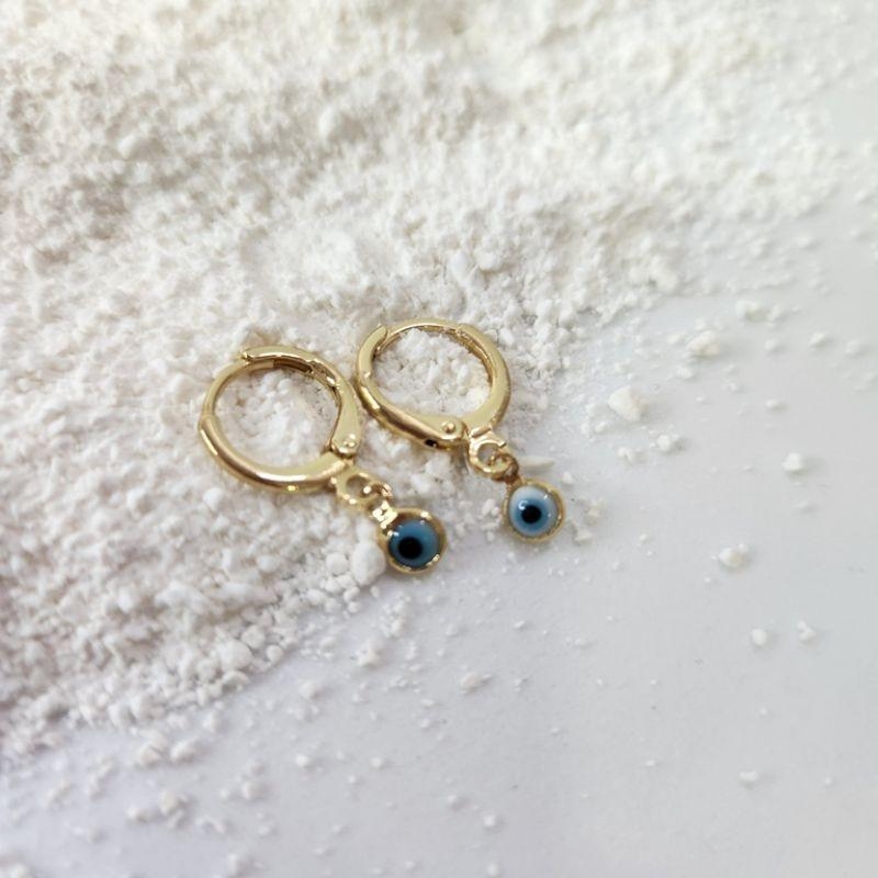 BRINCO OURO ARGOLA 1 OLHO GREGO