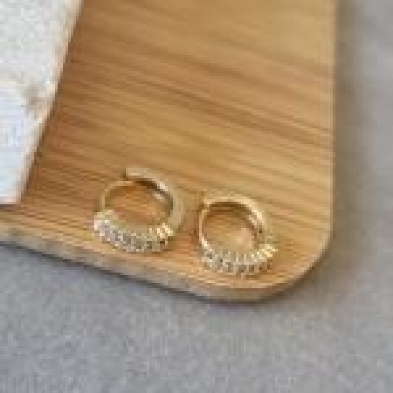 BRINCO OURO ARGOLA BOLINHA ZIRC P