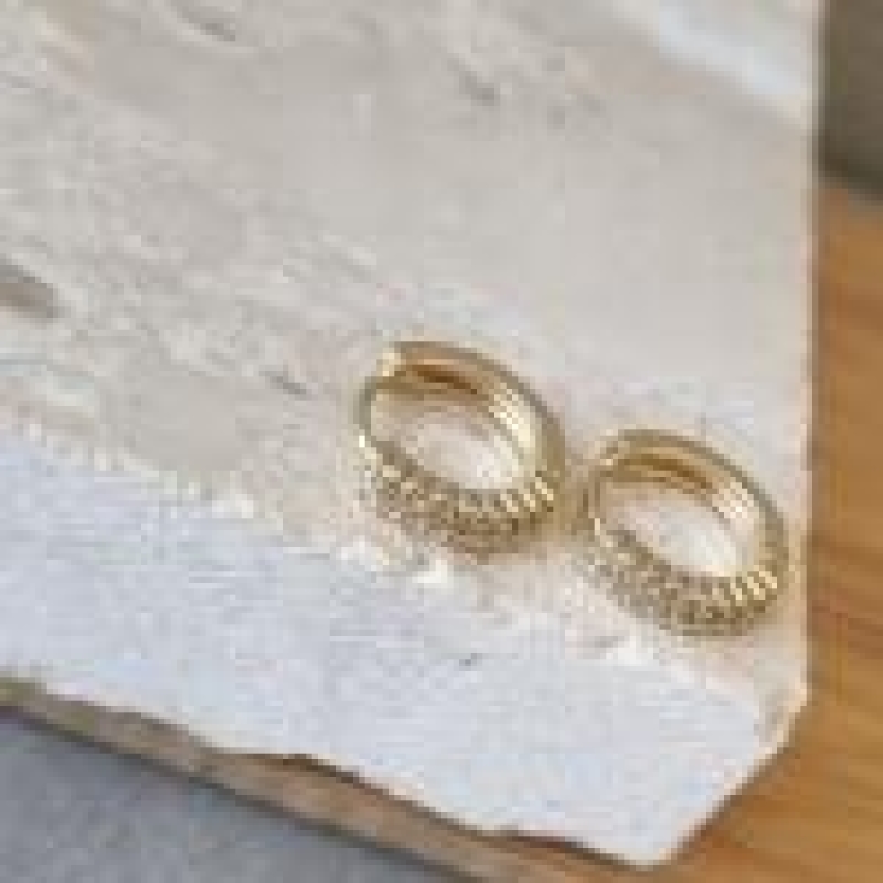 BRINCO OURO ARGOLA BOLINHAS ZIRC M