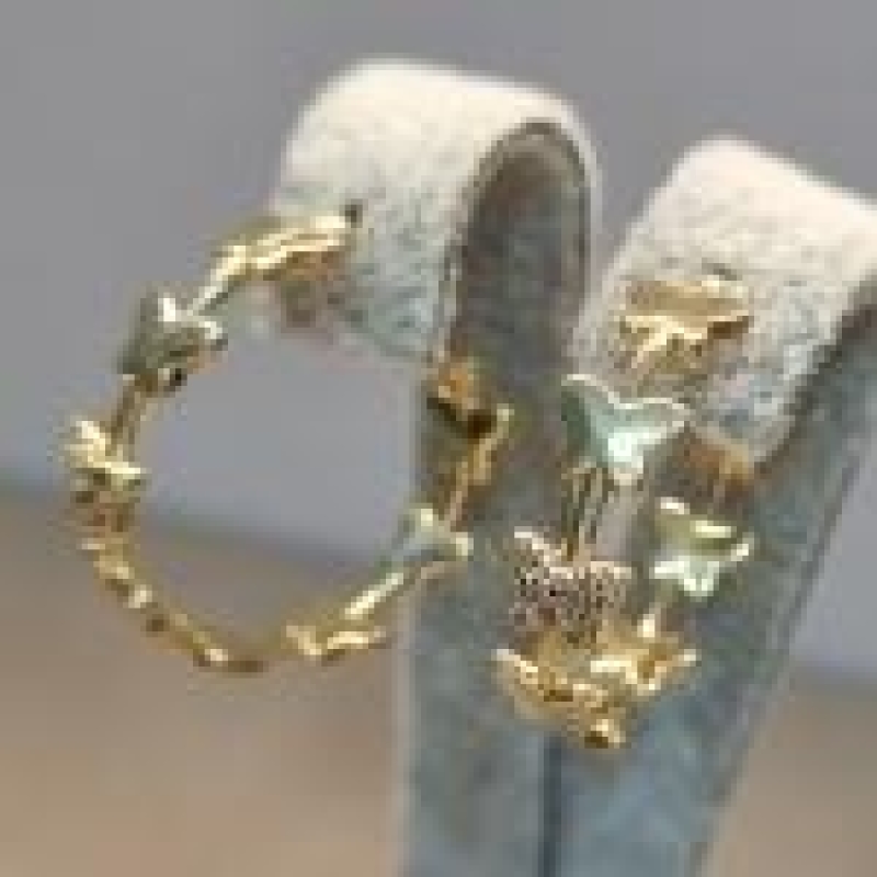 BRINCO OURO ARGOLA BORBOLETAS	
