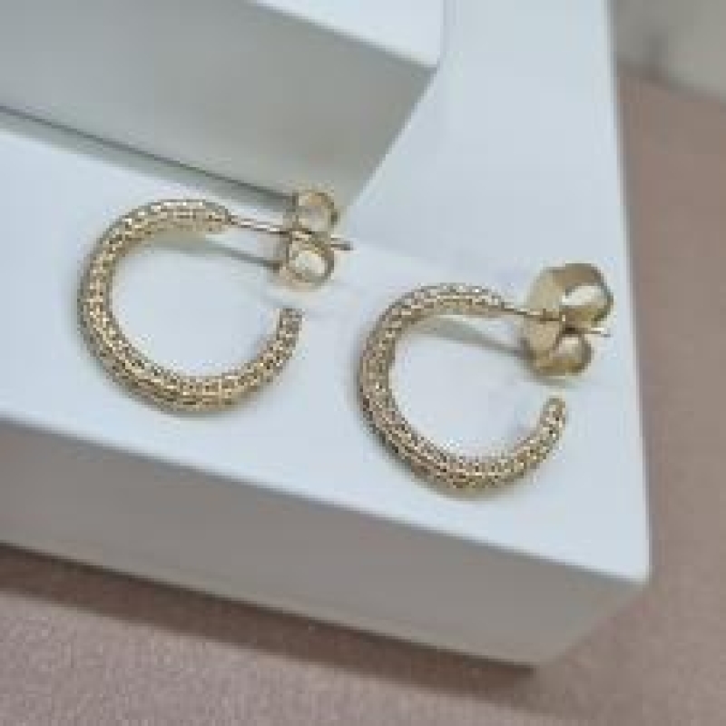 BRINCO OURO ARGOLA DIAMANTADA P	